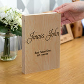 Personalised Wooden Frame Block By KreateSquare Oak Wood Finish Engrave for Best Dad Father's Day Birthday Custom Gift